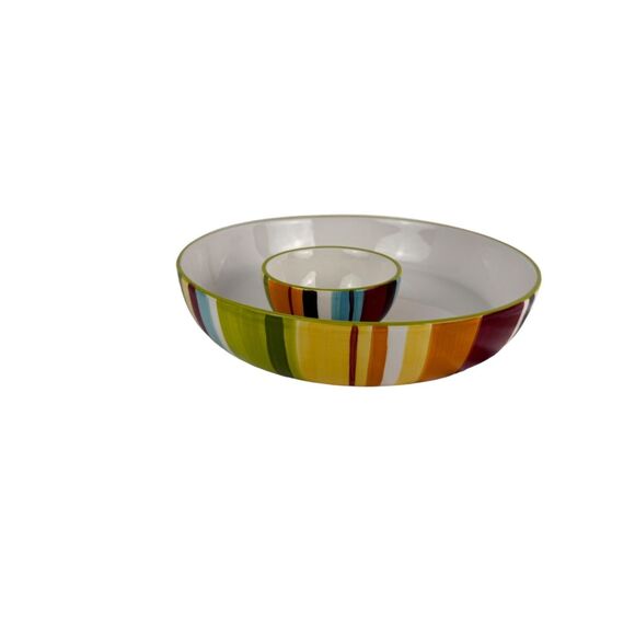 Festive Serving Bowl Chip And Dip Retro Inspired  Set of Two 2 Bowls - Picture 15 of 15